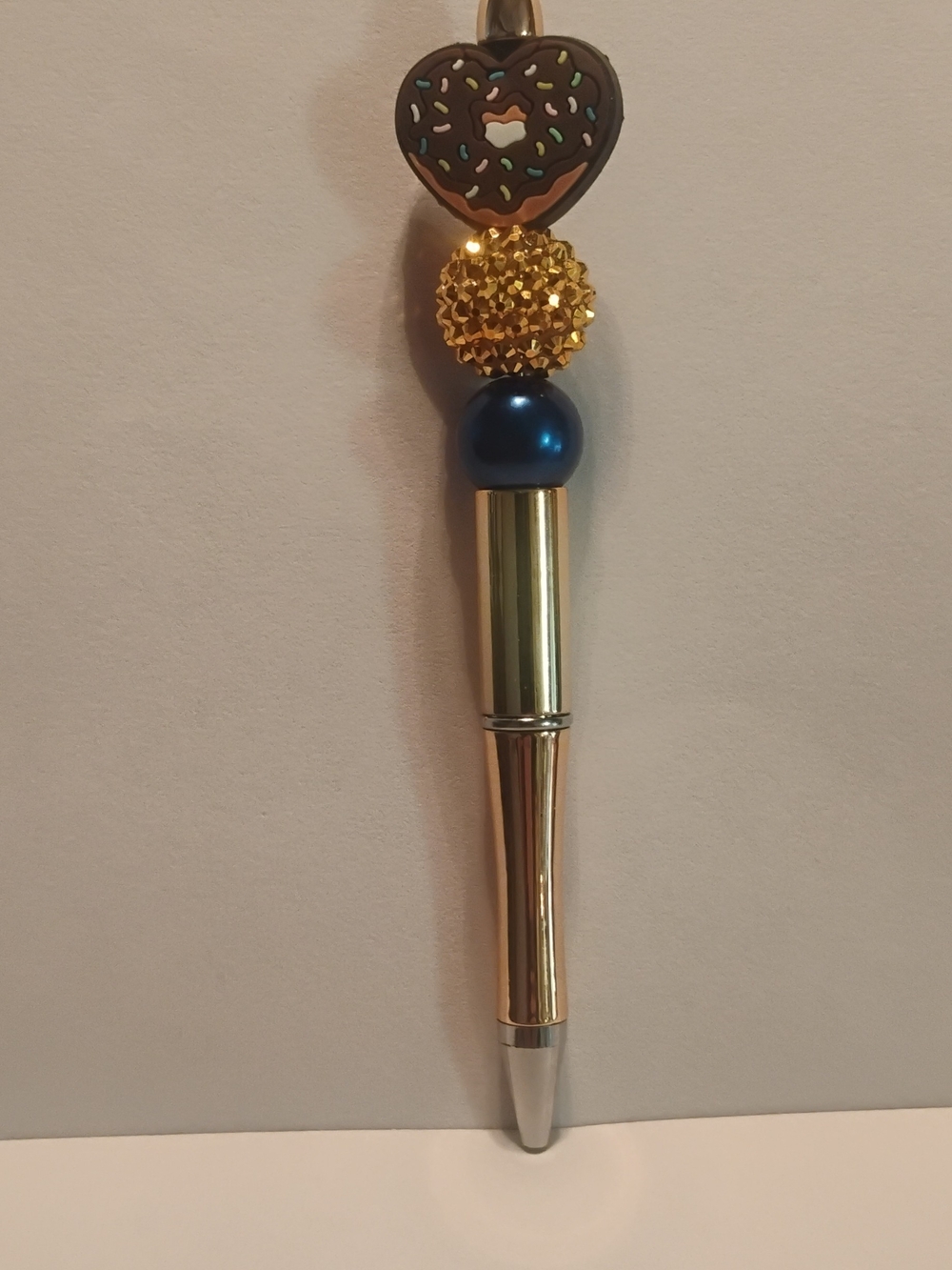 Gold and Blue Decorative Donut Charm Ballpoint Pen